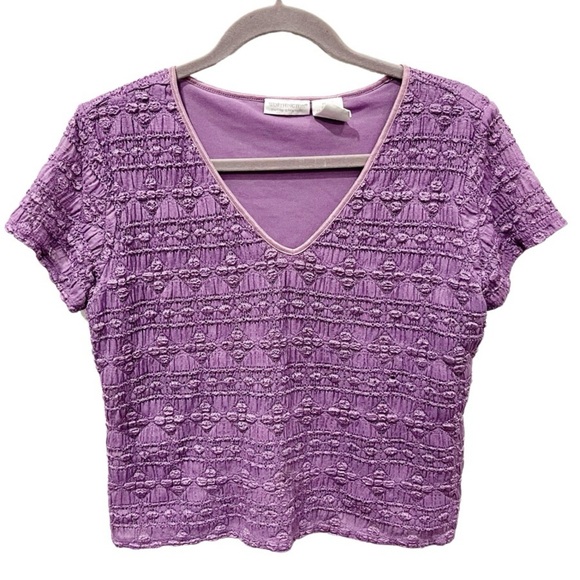 Y2K Babydoll Top Women's XL Petite XLP Purple Mesh Semi-Sheer Cropped 90s 00s - Picture 1 of 6